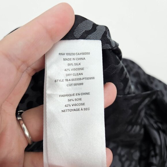 Equipment Animal Print Flare Pants In Black Women's 12 Silk Relaxed Boho Party - Picture 6 of 9